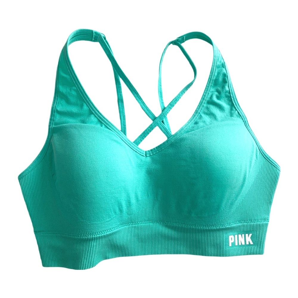 Victoria Secret PINK Seamless Medium Impact Sports Bra Size Small Teal NWOT